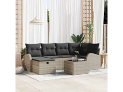 Vidaxl Conjunto De Sofá De Jardim 7 Unid. Cinzento-claro Vime Pe