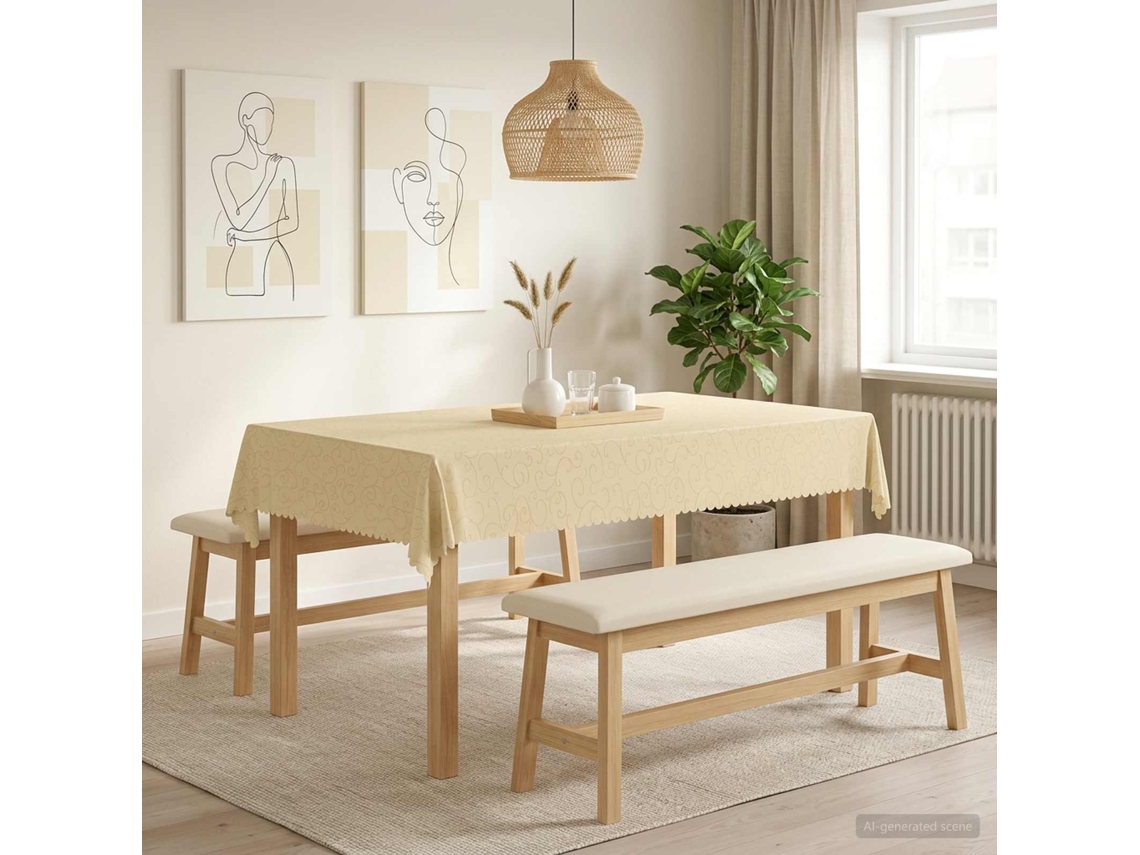 Vidaxl Toalha De Mesa Retangular Branco Creme 110 X 160 Cm