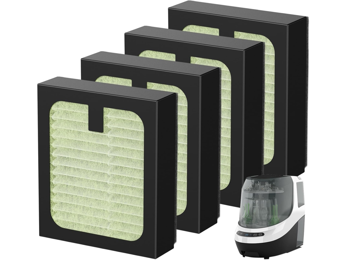 Kit com 4 Filtros Hepa para Lavadora de Mamadeiras Pro, Substitutos para Purificador de Ar Contra Poeira. AQUAFORGE