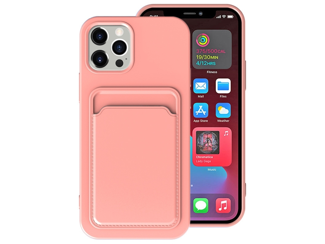 Capa Para Iphone 17 Rosa Claro Com Porta-cartões Integrado, Acabamento Fosco E Macio.