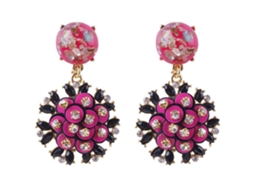 Brincos Pendentes Moda Strass Floral