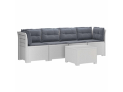 Maison Exclusive - Sofá De Jardim 4 Lugares Com Almofadas Look Rattan Pp Branco