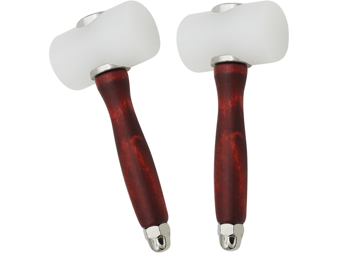 Martelo De Couro E Nylon De 2 Peças Com Cabo Ergonômico De Madeira, Cabeça