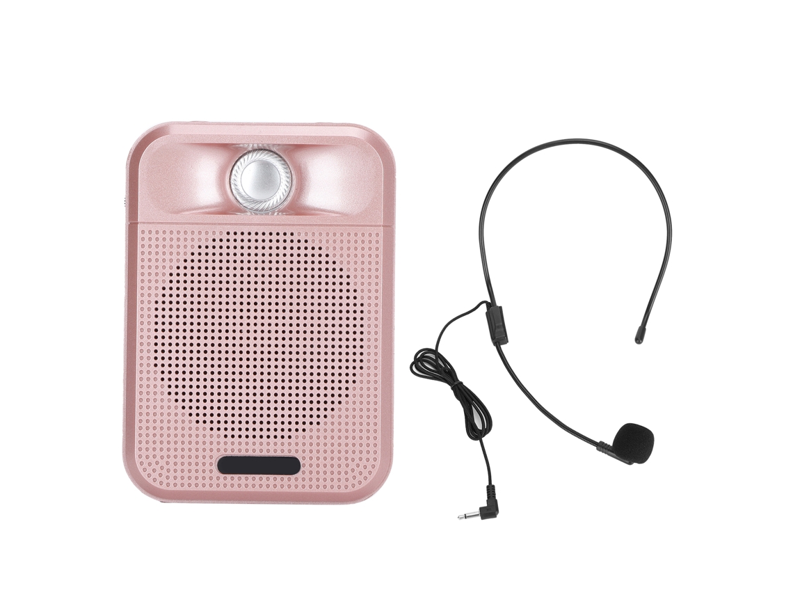 Amplificador De Voz Portátil Recarregável Com Microfone E Cartão De Memória Rosa