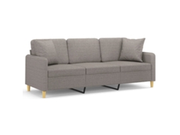 Maison Exclusive - Sofá 3 Lug. +almofadas Decoração 180cm Tecido Cinza-acastanhado