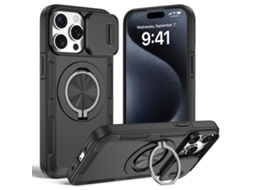 Capa Zruxe Compativel Com Iphone 15 Pro Max (magsafe - Suporte Giratorio - Preta)