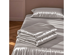 Lençóis De Gelo De Seda Eifson Poliéster Macio 170x230cm Com 2 Fronhas (cinzento)