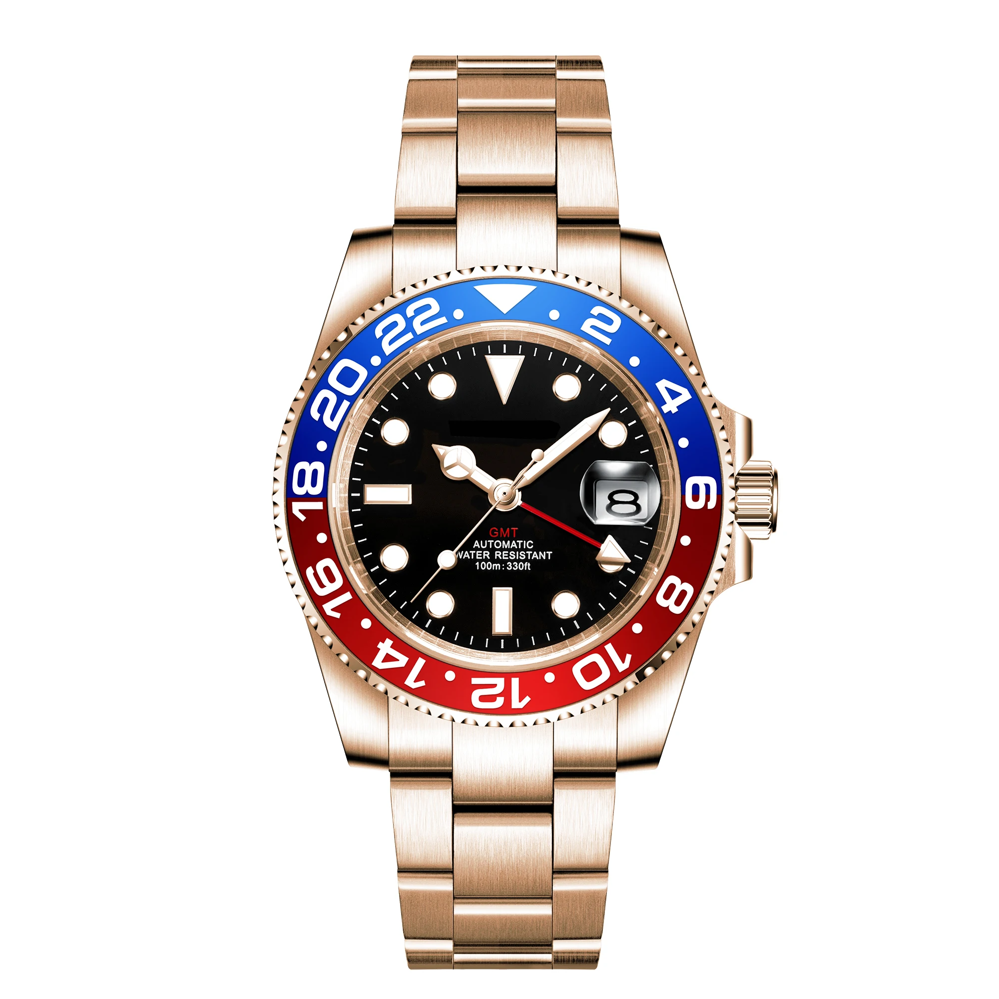 Relógio Masculino Automático Mecânico De 40 Mm (azul E Vermelho), Cristal De Safira.
