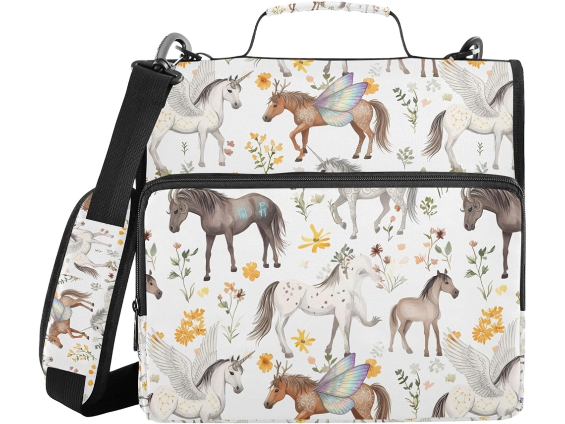 Estojo Lápis Fantasy Horse Com Zíper, Alça De Ombro E Mão, Vários Bolsos, 3, 8cm 1, 5 Polegadas, 3 Estojos Em