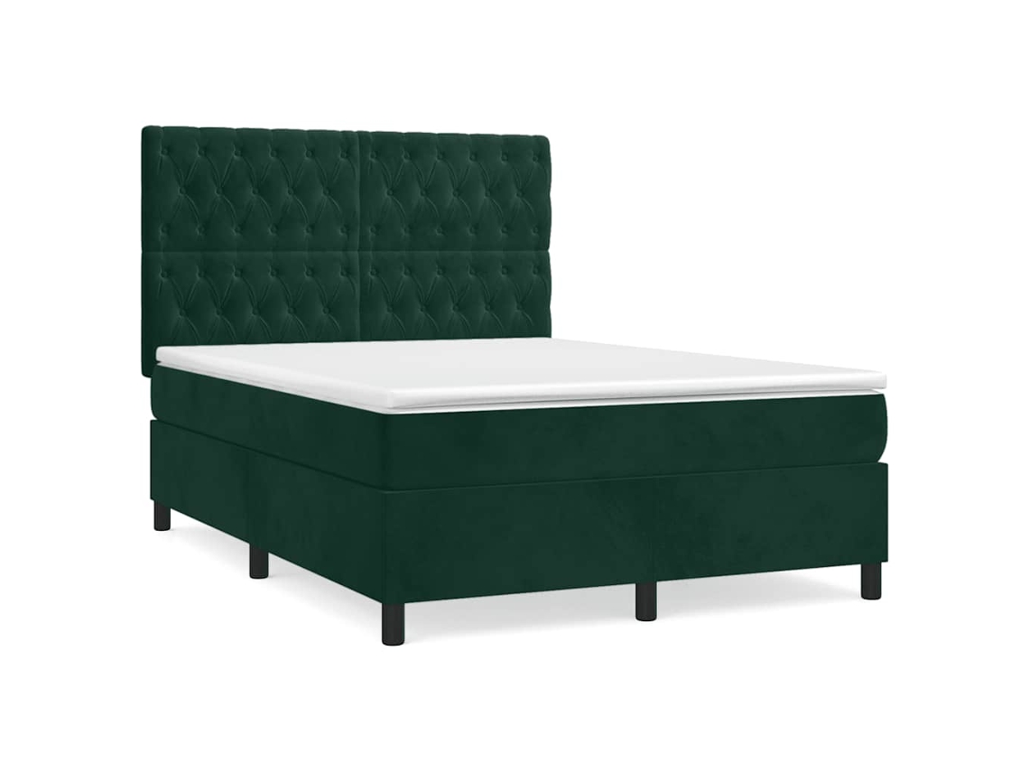 Cama com Molas/colchão 140x190 Cm Veludo Verde escuro MAISON EXCLUSIVE