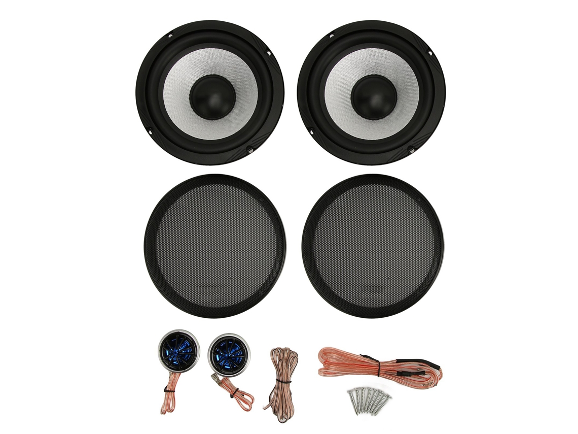 4 Alto-falantes Carro 6.5in 180w Coaxiais Subwoofer Tweeter
