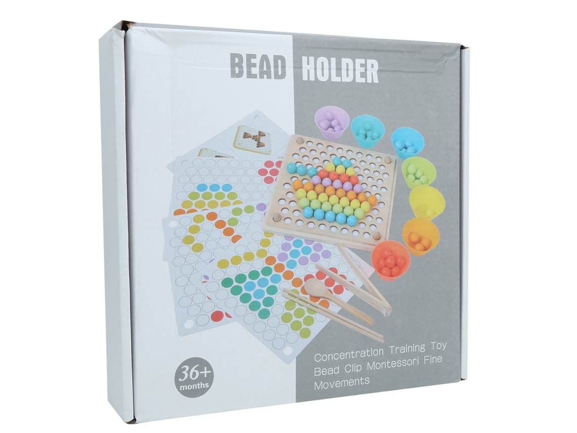 Brinquedo Educativo De Madeira Pinçar Contas Puzzle Treinamento Mão-cérebro 2 Em 1 Para Crianças
