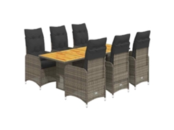 Maison Exclusive - 7 Pcs Conjunto Bistrô De Jardim C/ Almofadões Vime Pe Cinza