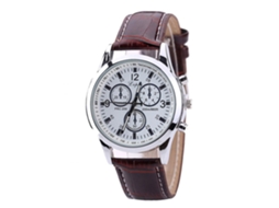 Relógio de quartzo casual unissex Lvpai com pulseira marrom e mostrador branco.