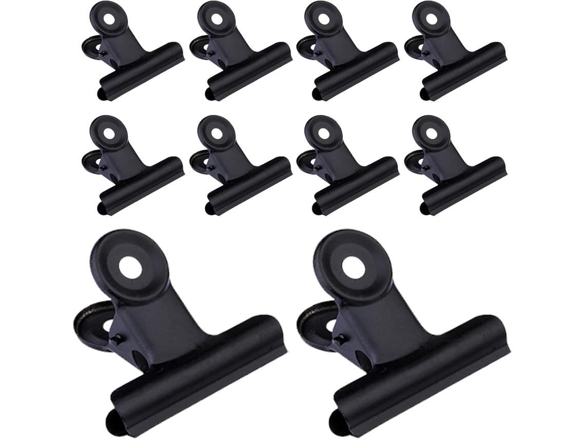 Conjunto Solustre de 20 clipes de papel em metal preto com design minimalista e funcional para maior durabilidade, ideal para