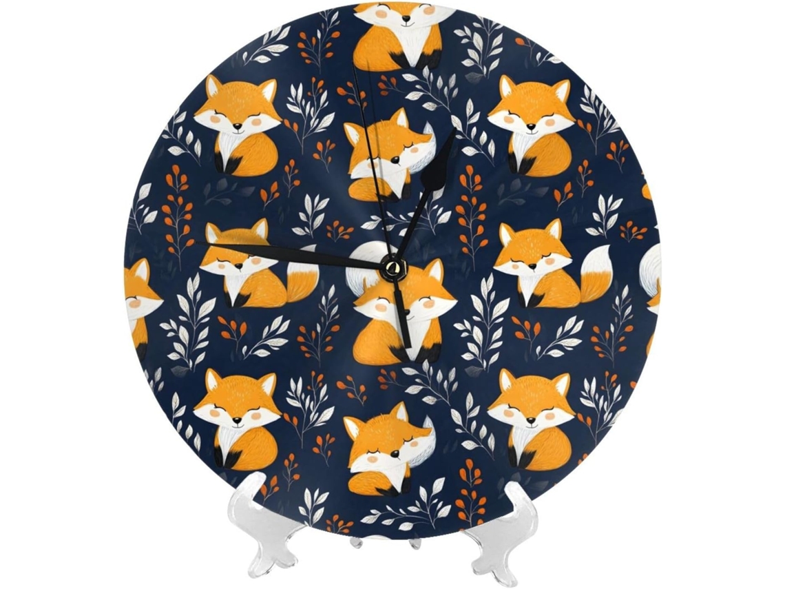 Relógio De Parede De 25cm 10 Polegadas A Bateria, Com Design De Raposa Sorridente, Moderno, Silencioso, Pequeno,