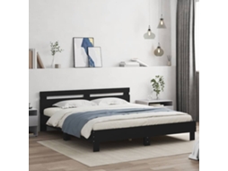 Vidaxl Estrutura Cama C/ Cabeceira 180x200 Cm Derivados Madeira Preto