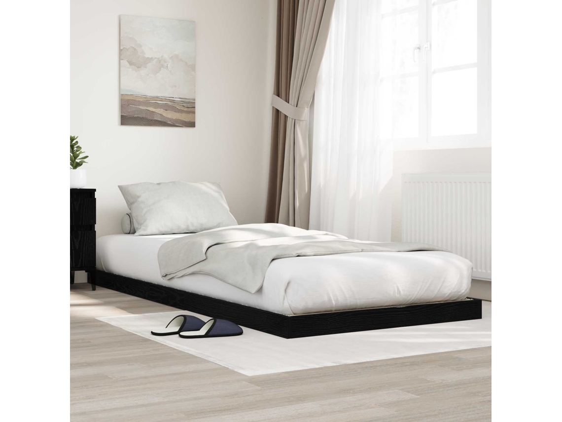Vidaxl Estrutura De Cama De Chão Carvalho Preto 75 X 190 Cm