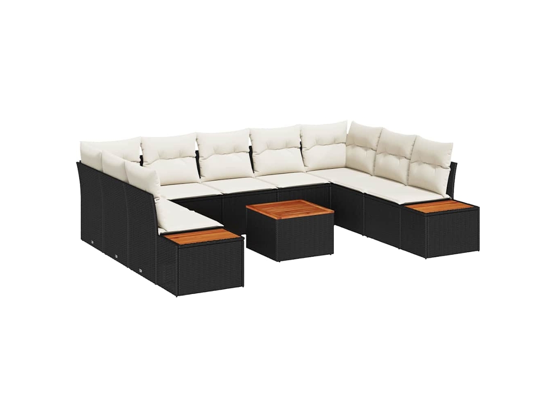 Maison Exclusive - Conjunto De Sofá De Jardim 5 Pcs Preto E Creme Polirattan