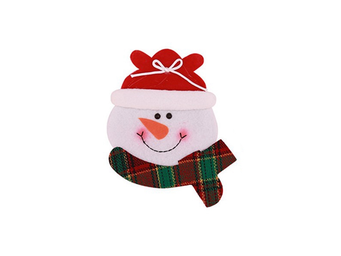 Capa Saco Garfo Natal Rosto Redondo Boneco Neve
