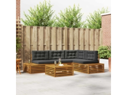 Vidaxl Conjunto De Sofás Para Exterior 5 Peça Natural E Antracite