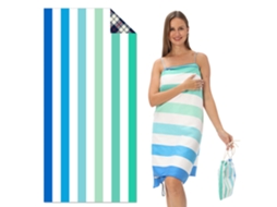 Yuysan Toalha De Praia Listrada Em Microfibra, Alta Absorção E Secagem Rápida, 160x80cm, Modelo Tw5, Cor Azul Degradê