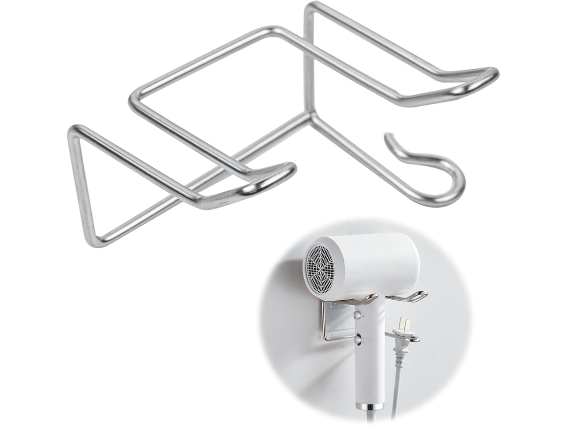 Suporte Para Secador De Cabelo, Parede Cabelo Sem Furos, Autoadesivo Em Aço Inoxidável Com Organizador Cabos, Banheiro.
