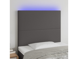 Cabeceira Cama C/ Led 90x5x118/128cm Couro Artificial Cinzento