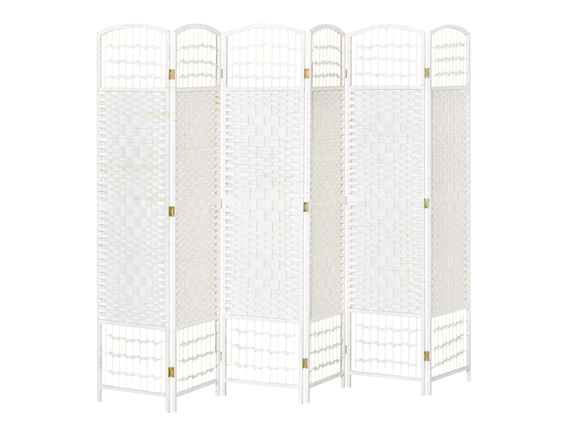 Biombo Fibra de Papel, Bambu e Madeira de Álamo Cor Branco 242x170cm Homcom