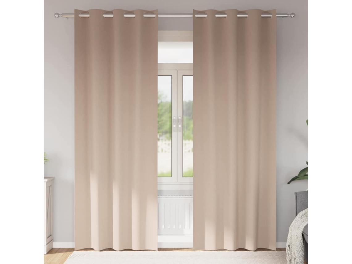 Vidaxl Cortinas Blackout Com Argolas 2 Unid. Cinzento-acastanhado