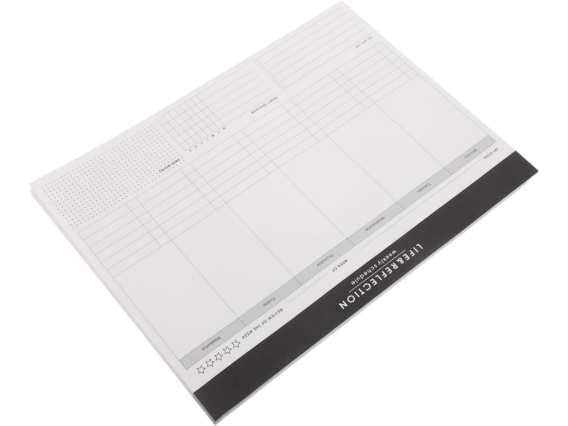 Organizador De Horas Hebdomadaire Em Papel Branco Design Orientado Objetos E Formato Polivalente Para