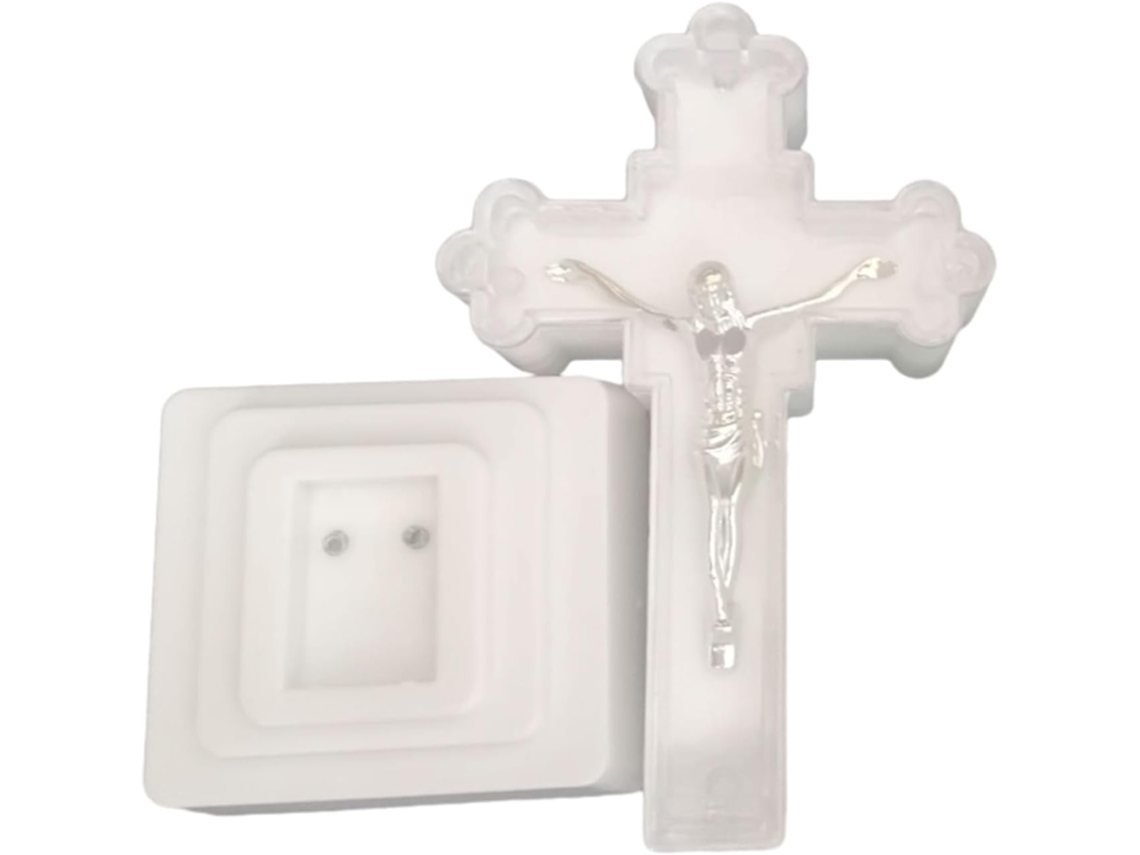 Cruz Decorativa Iluminada Com Luzes Noturnas De Led, Alimentada Por