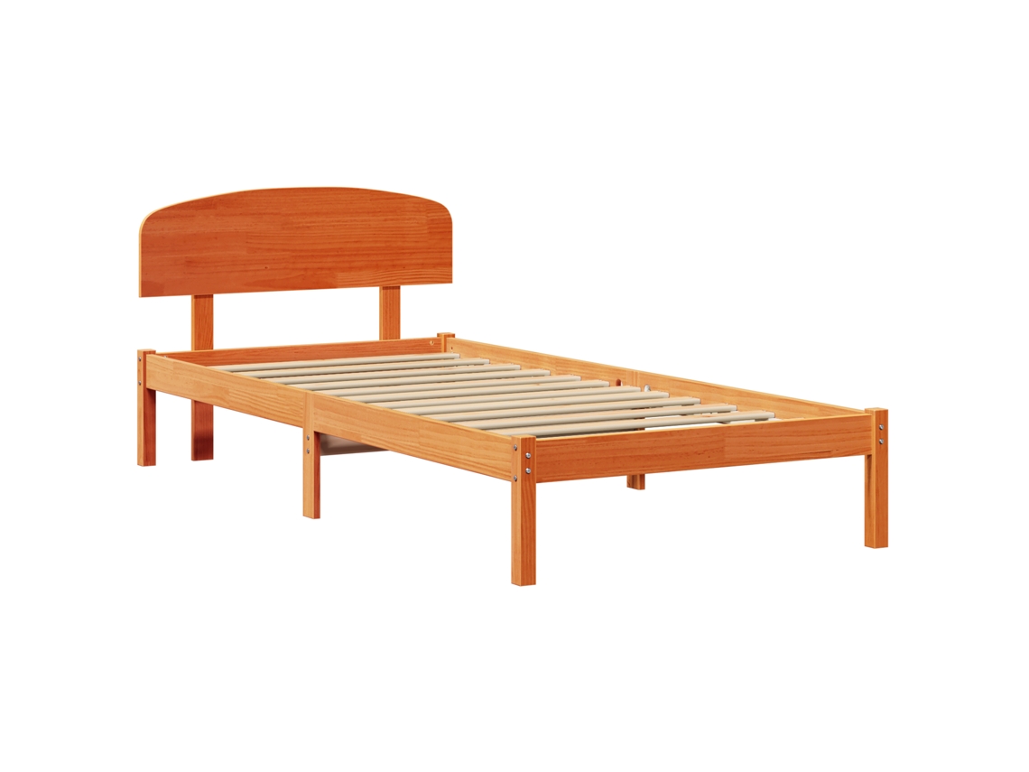 Conjunto 1 Estrutura De Cama Moderna Vidaxl Castanho Madeira De Pinho Maciça (100 X 200 Cm)