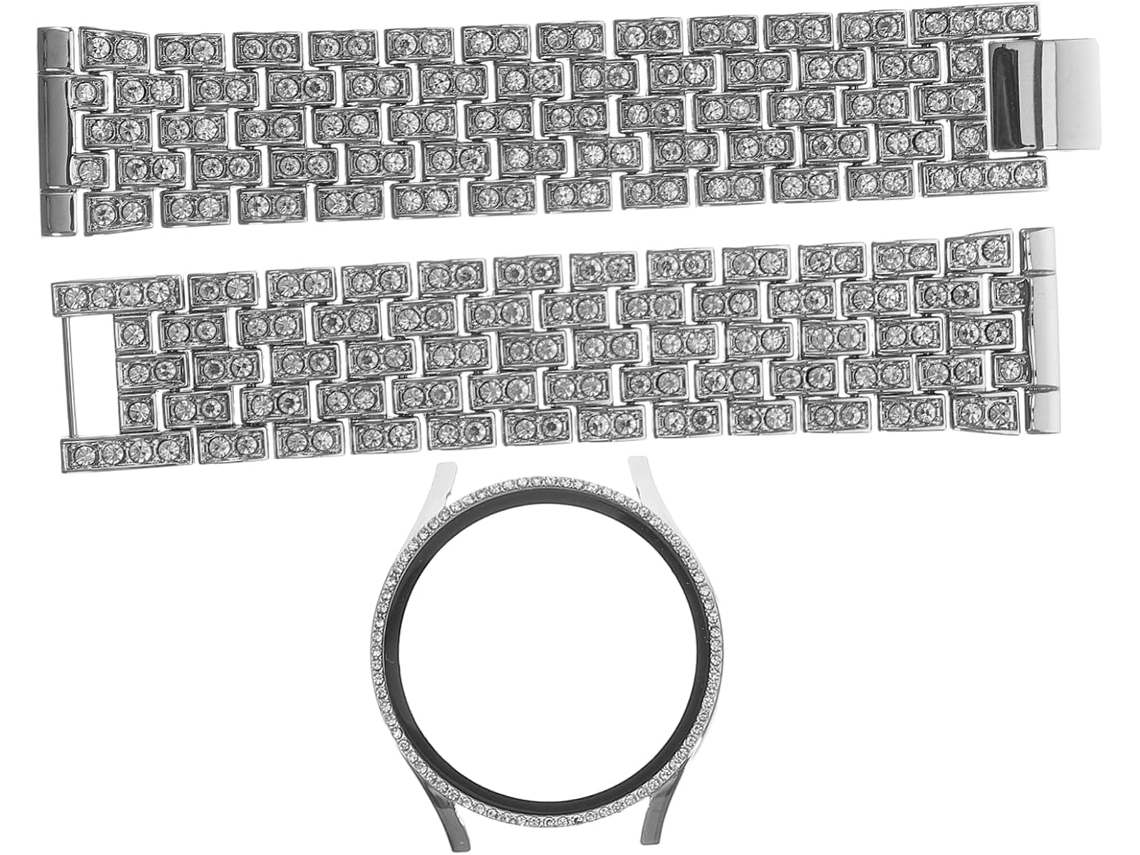 Pulseira E Caixa De Relógio Com Diamantes, Metal Strass Para
