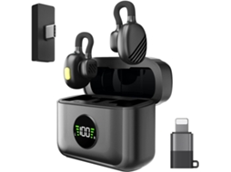 Microfone Sem Fio, Microfone De Lapela Usb C, Redução De Ruído, Bateria De Longa Duração Com Estojo De Carregamento (preto)