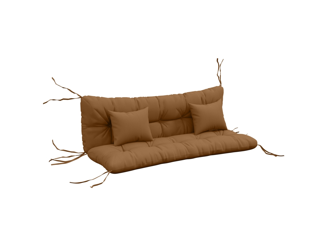 Conjunto 4 Almofadas Assento 150x50cm Repelente Água Amarras 10cm Bege