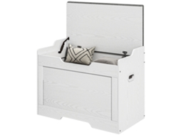 Banco de Madeira com Almofada de Tecido.. 75x40x56cm Branco