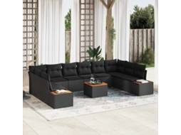 Vidaxl Conjunto De Sofá De Jardim 10 Unid. 10-número De Lugares Preto