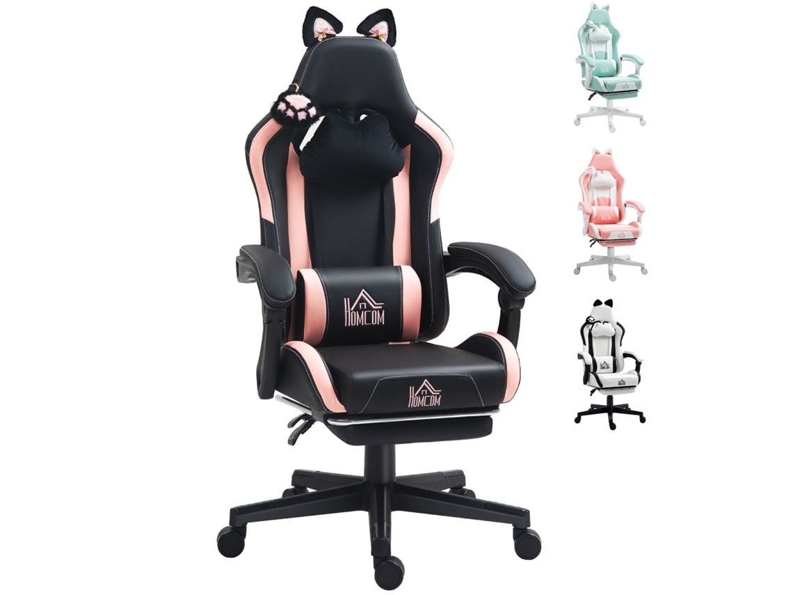 Cadeira gamer reclinável vermelha com altura ajustável, apoio lombar retrátil e encosto de cabeça removível.