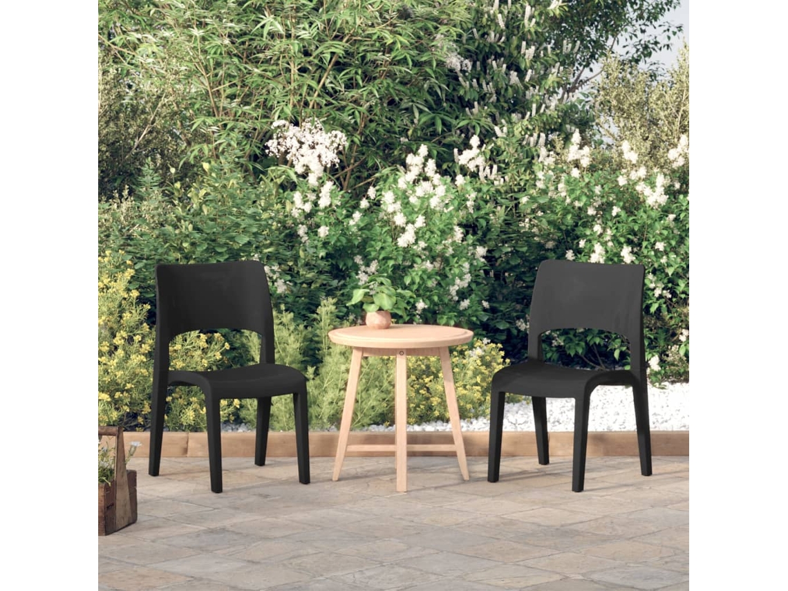 Cadeiras De Jardim 2 Pcs Polipropileno Antracite Dkd Home Decor
