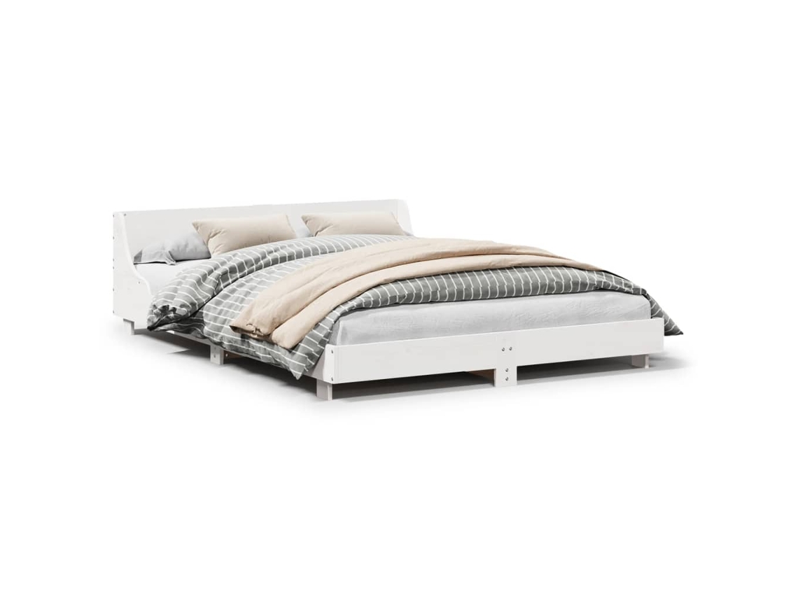 Bed Frame, Bed Frames Vidaxl Branco Madeira De Pinho (150 X 200 Cm)