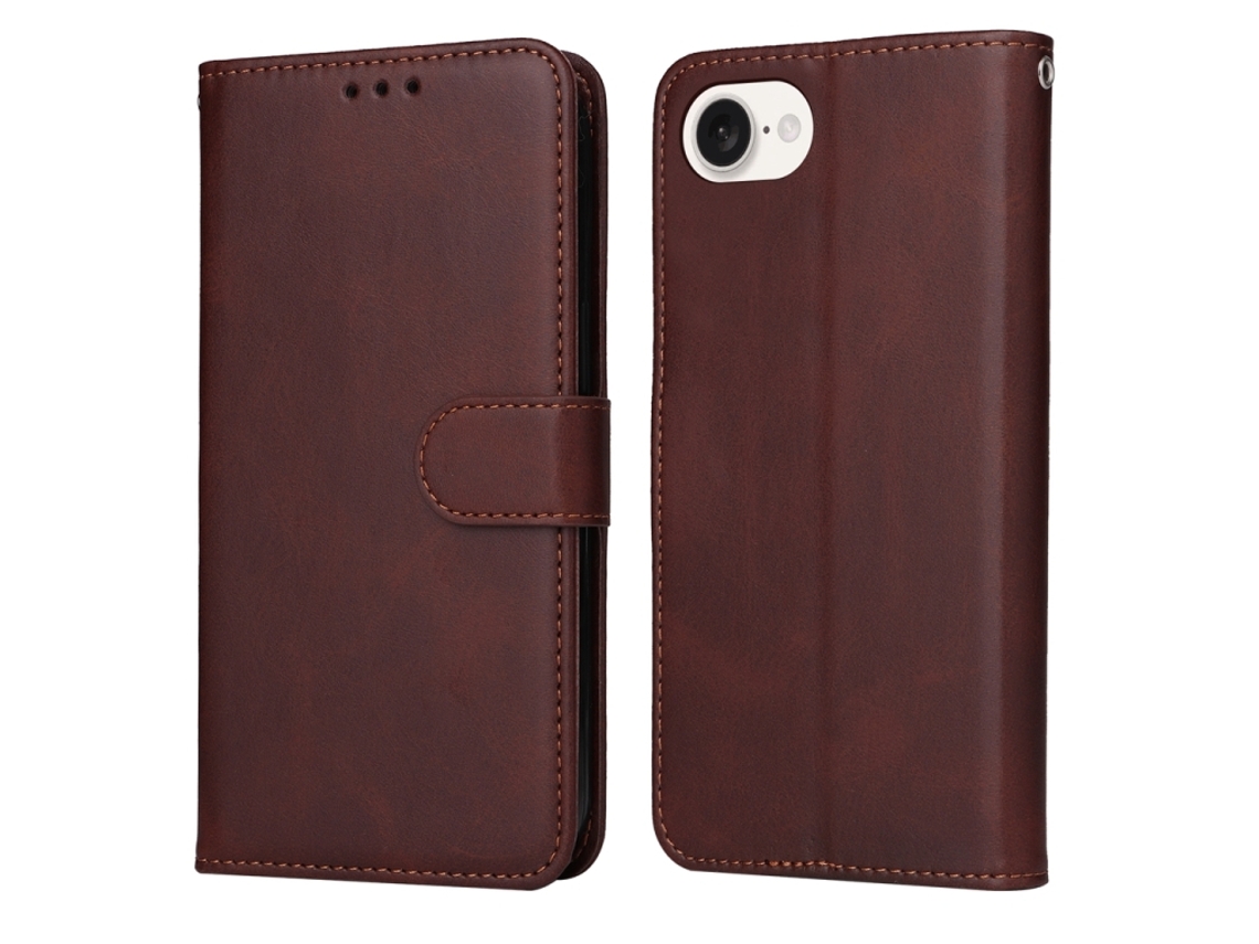 Capa Flip De Couro Para Iphone 17e - Textura De Bezerro Clássica