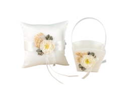 Laxiscreed Cesto De Flores Branco Para Casamento Com Almofada De Anel Em Algodão E Linho
