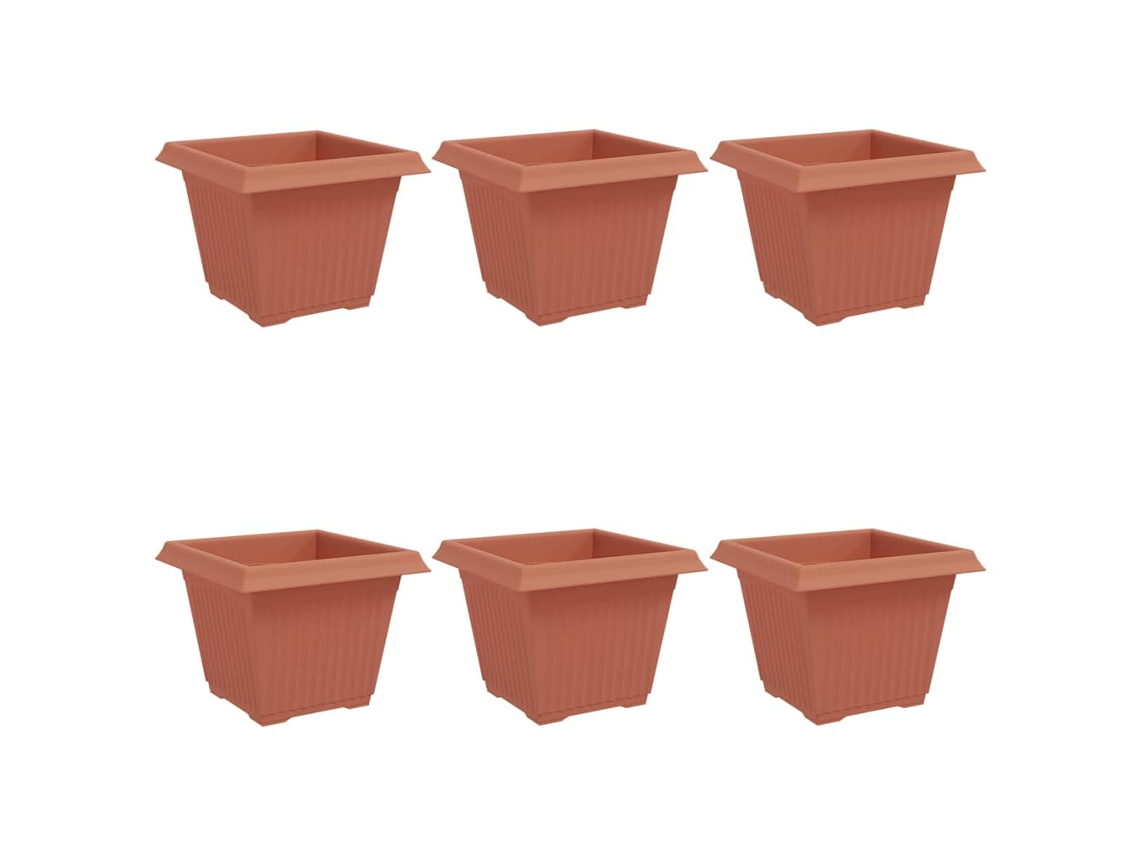 Conjunto 6 Vaso Moderno Vidaxl Vermelho Plástico (28,5 X 28,5 X 22 Cm)