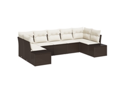Conjunto 7 Sofá De Jardim Vidaxl Castanho Vime Pe (289 X 154 X 69 Cm)