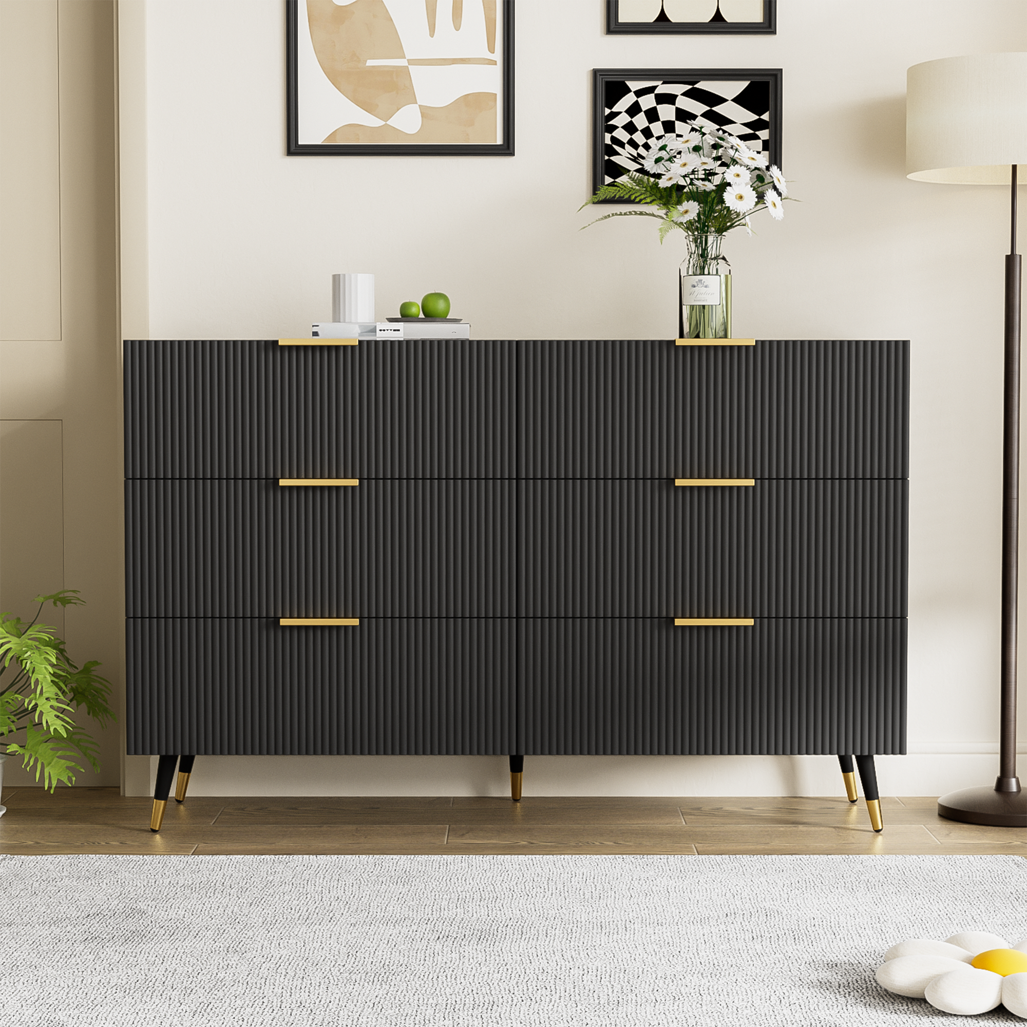 Aparador Elegante Com Design Moderno, Cômoda E Bastante Espaço Para Armazenamento Cs