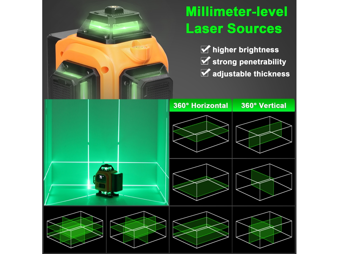 Laser 16 Linhas Auto nivelável Bateria Tripé 1,2m