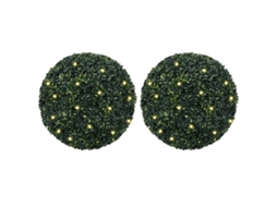 Conjunto 2 Bola de buxo artificial VIDAXL Verde Polietileno
