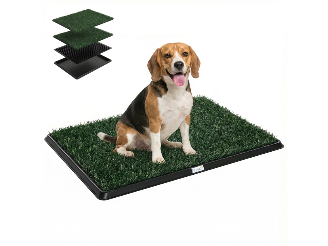 Caixa de areia para cães, com grama artificial lavável, preta, 76x50,5cm, verde S/MARCA