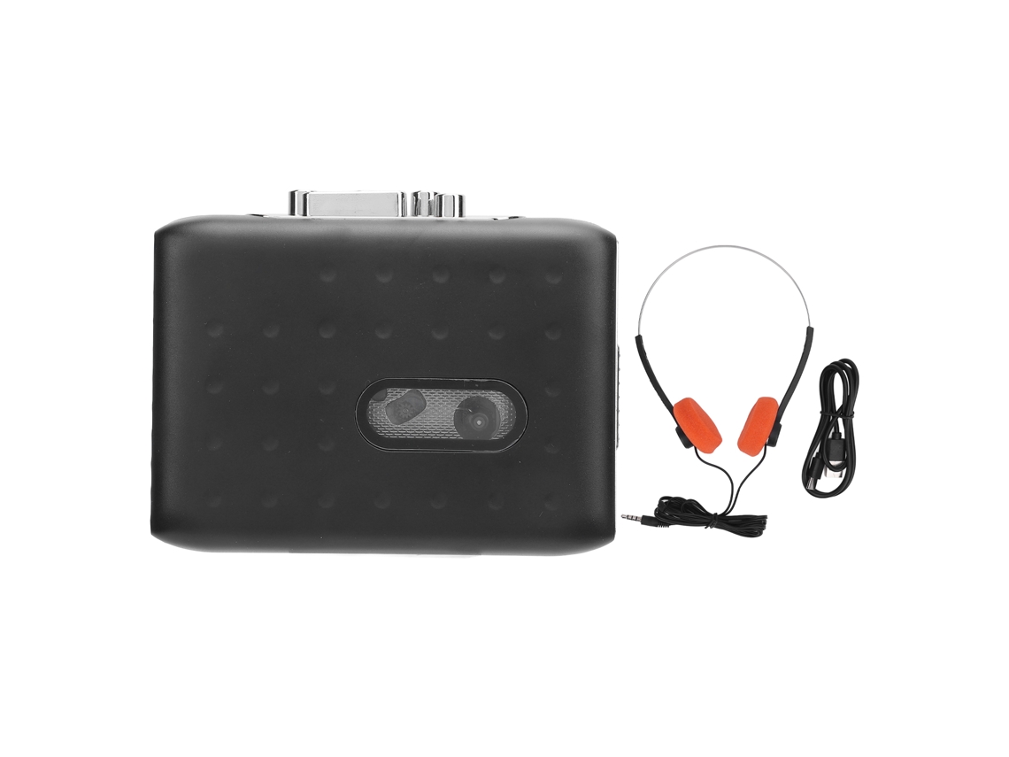 Gravador E Reprodutor De Fita Cassette Portátil Com Conversor Usb C Cassette Para Mp3 E Microfone Integrado Preto